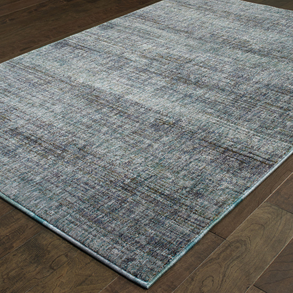 10' X 13' Blue and Ivory Power Loom Area Rug