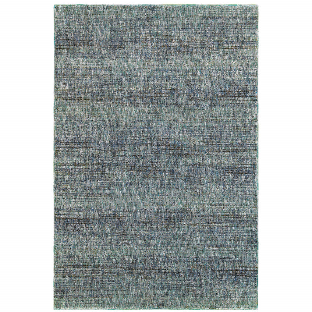 10' X 13' Blue and Ivory Power Loom Area Rug