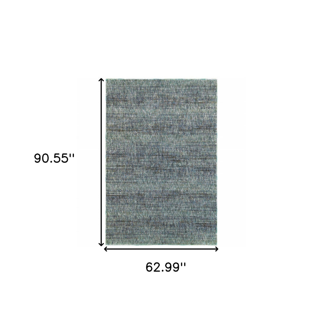 10' X 13' Blue and Ivory Power Loom Area Rug