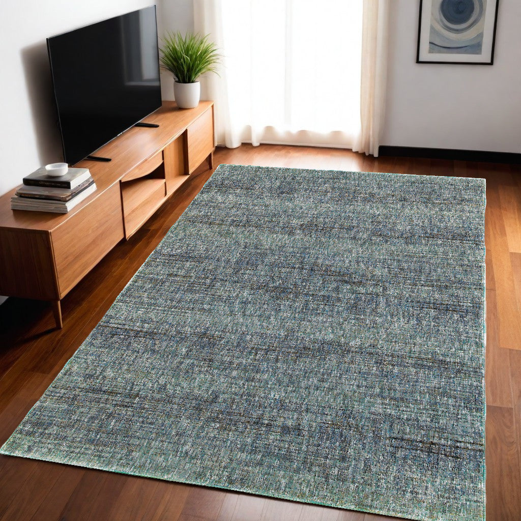 10' X 13' Blue and Ivory Power Loom Area Rug