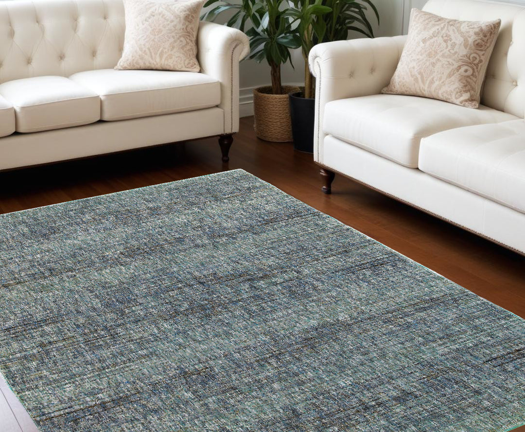 10' X 13' Blue and Ivory Power Loom Area Rug