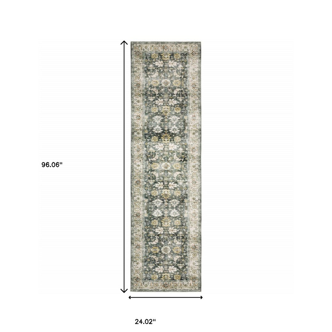 2' X 3' Blue And Ivory Oriental Printed Non Skid Area Rug