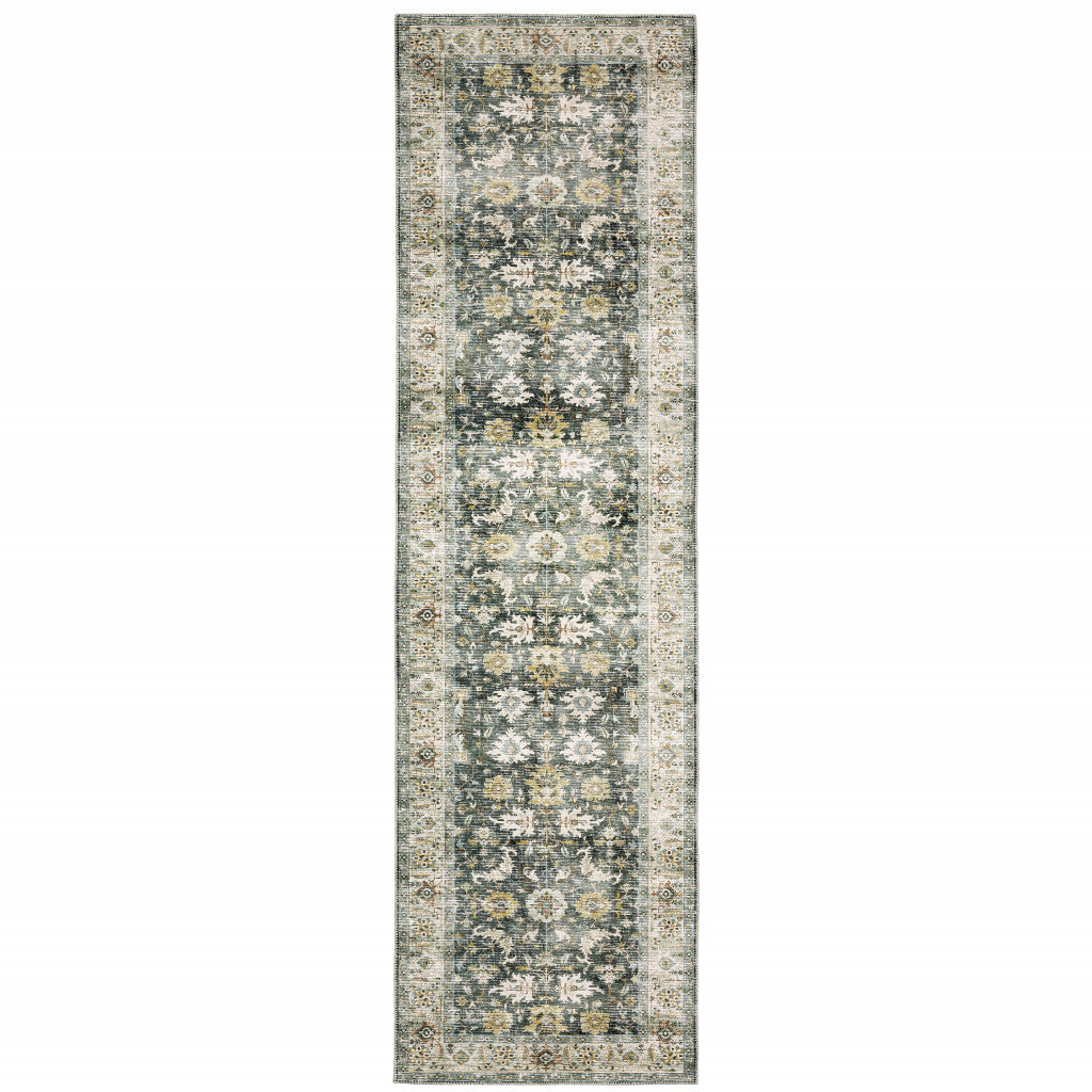 2' X 3' Blue And Ivory Oriental Printed Non Skid Area Rug