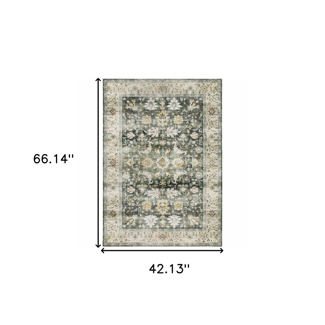 2' X 3' Blue And Ivory Oriental Printed Non Skid Area Rug