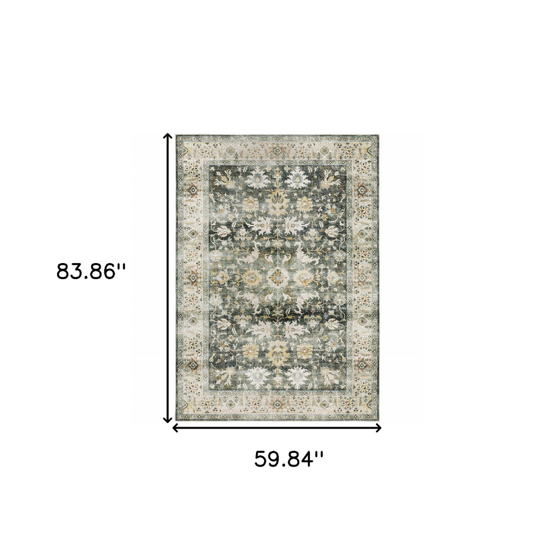 2' X 3' Blue And Ivory Oriental Printed Non Skid Area Rug