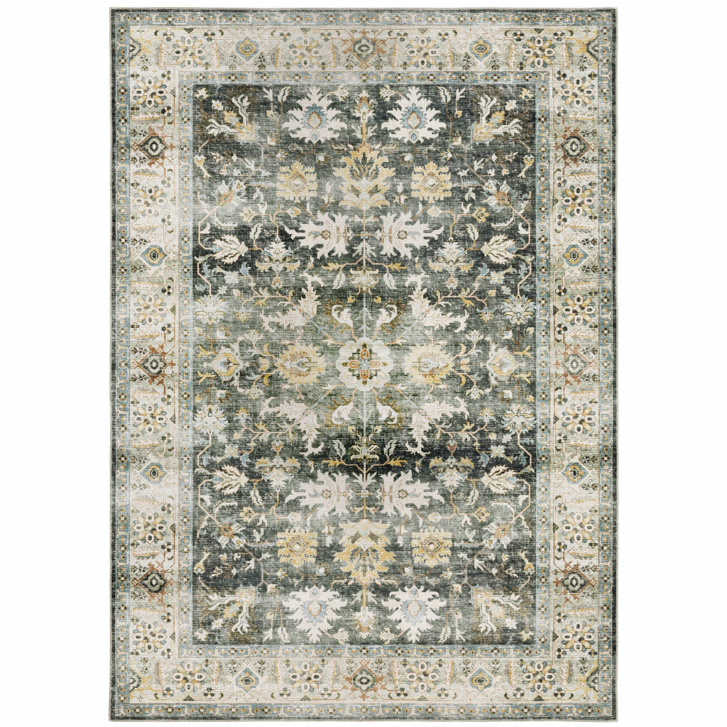 2' X 3' Blue And Ivory Oriental Printed Non Skid Area Rug