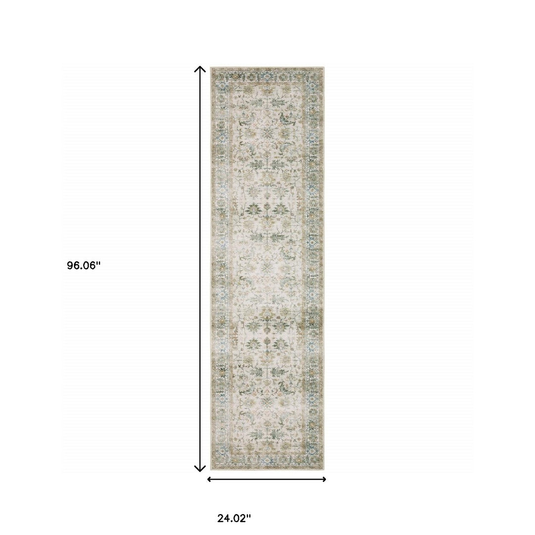 2' X 3' Blue And Ivory Oriental Printed Non Skid Area Rug