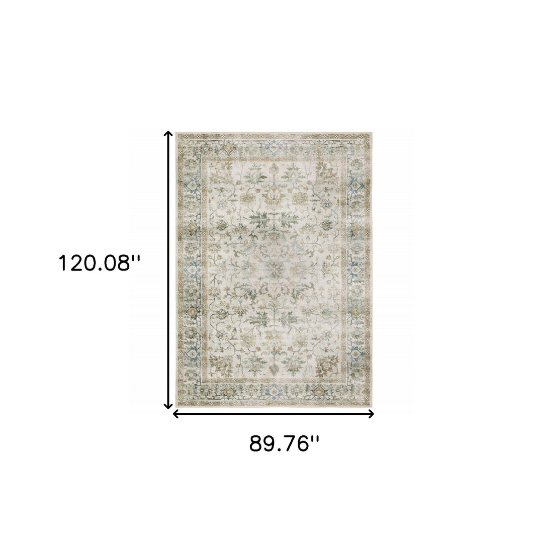 2' X 3' Blue And Ivory Oriental Printed Non Skid Area Rug