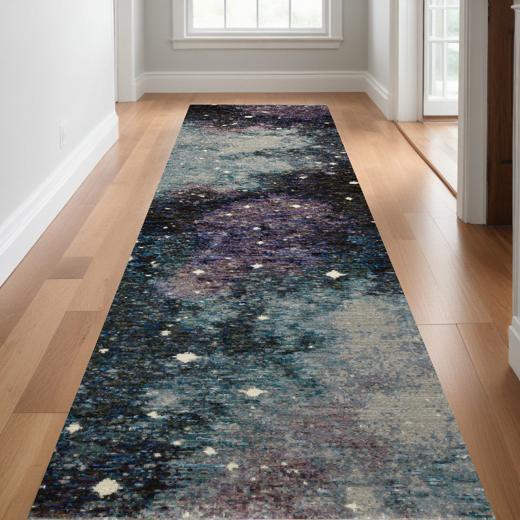 10' X 13' Purple and Ivory Abstract Power Loom Area Rug