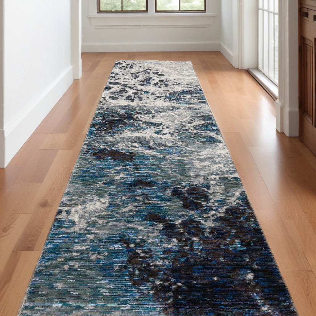 10' X 13' Gray Abstract Power Loom Area Rug