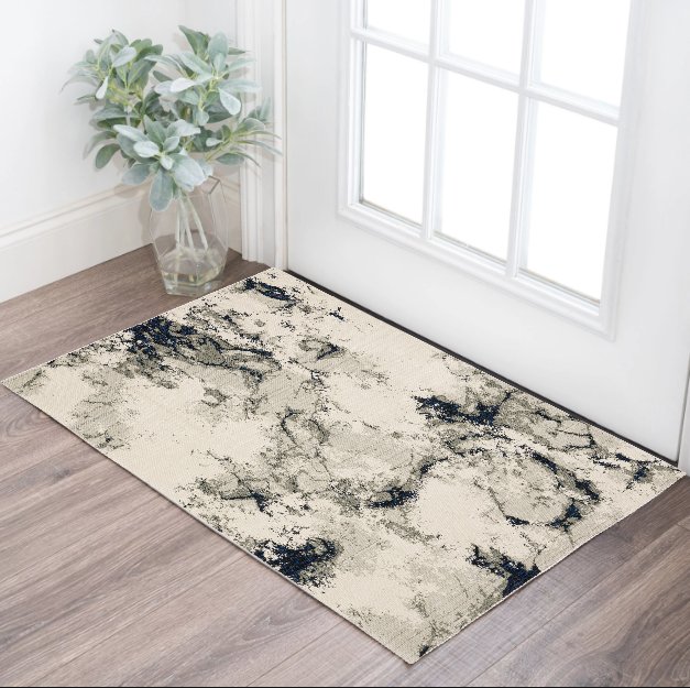 10' X 13' Gray and Black Abstract Power Loom Area Rug