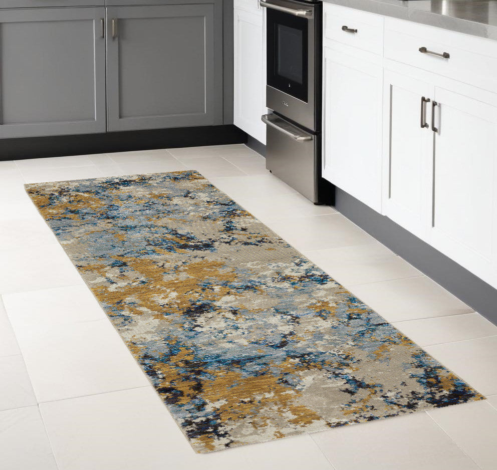 10' X 13' Gray and Ivory Abstract Power Loom Area Rug