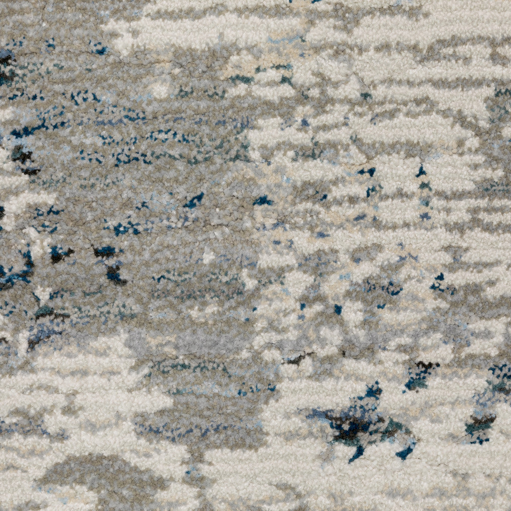 10' X 13' Blue and Beige Abstract Power Loom Area Rug