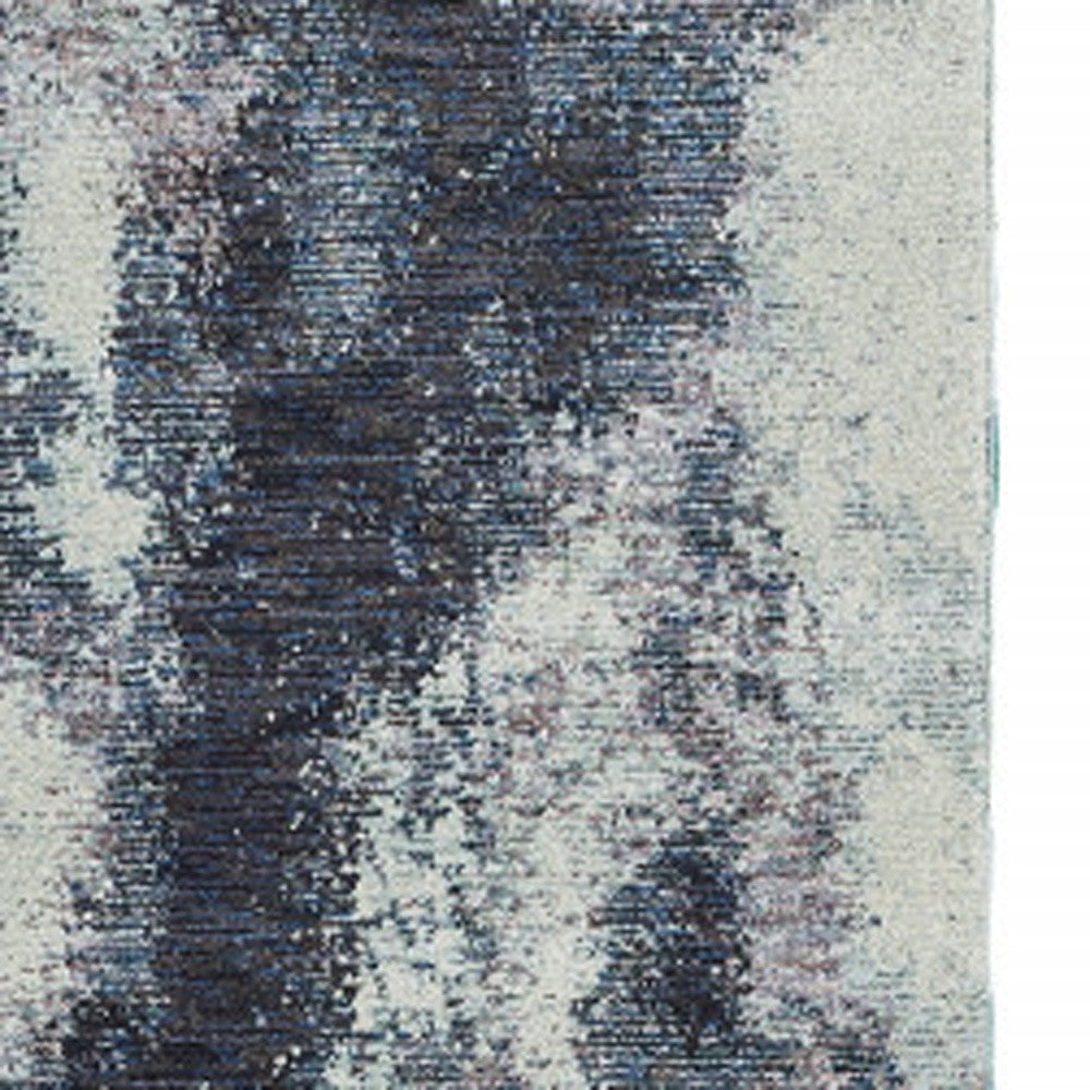 10' X 13' Blue and Ivory Abstract Power Loom Area Rug