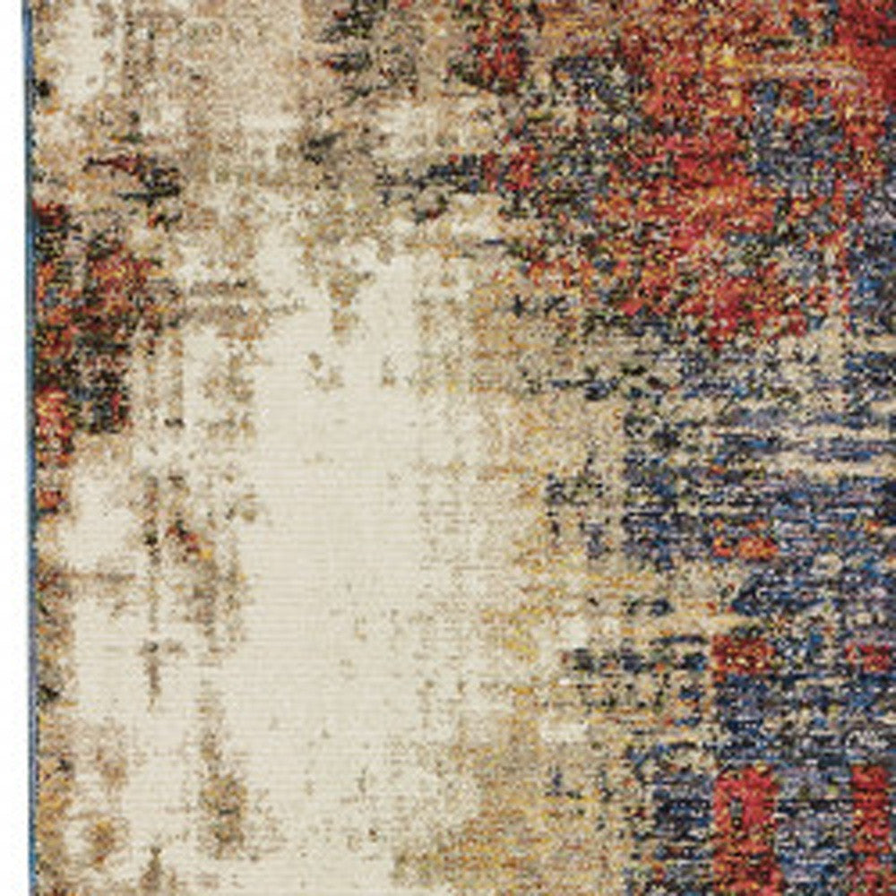 10' X 13' Blue and Beige Abstract Power Loom Area Rug