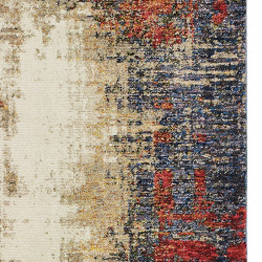 10' X 13' Blue and Beige Abstract Power Loom Area Rug