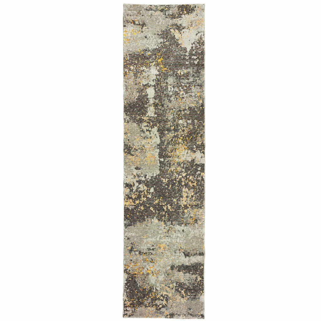 10' X 13' Gray and Ivory Abstract Power Loom Area Rug