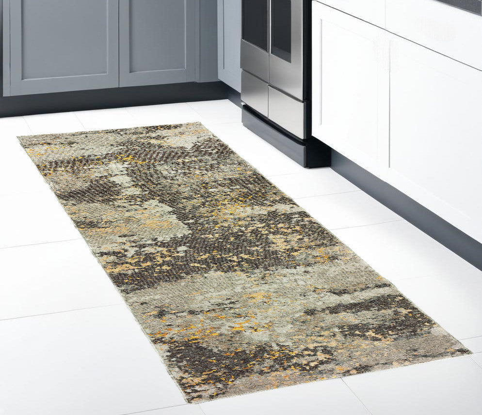 10' X 13' Gray and Ivory Abstract Power Loom Area Rug