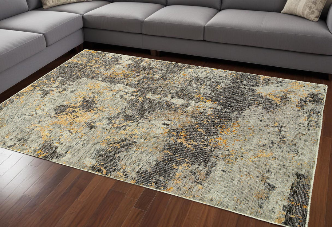 10' X 13' Gray and Ivory Abstract Power Loom Area Rug