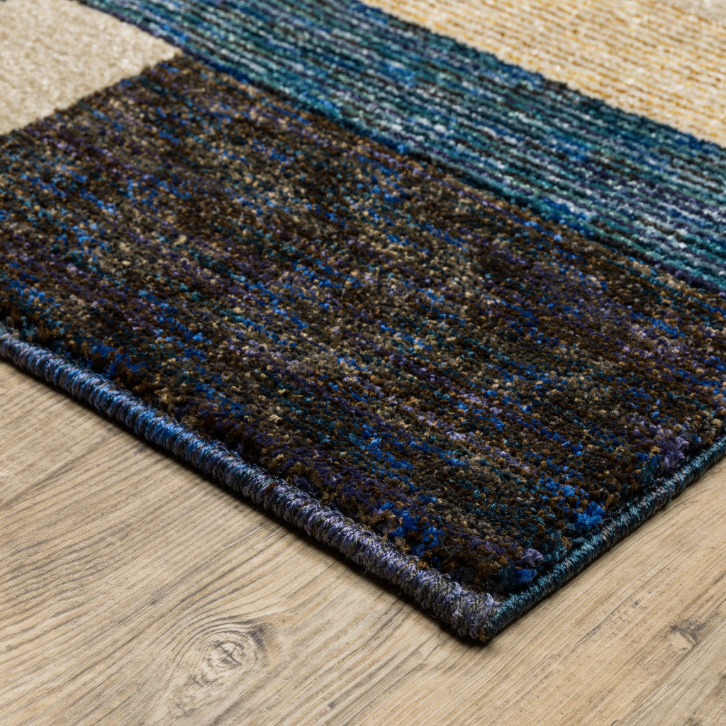 10' X 13' Blue and Beige Geometric Power Loom Area Rug