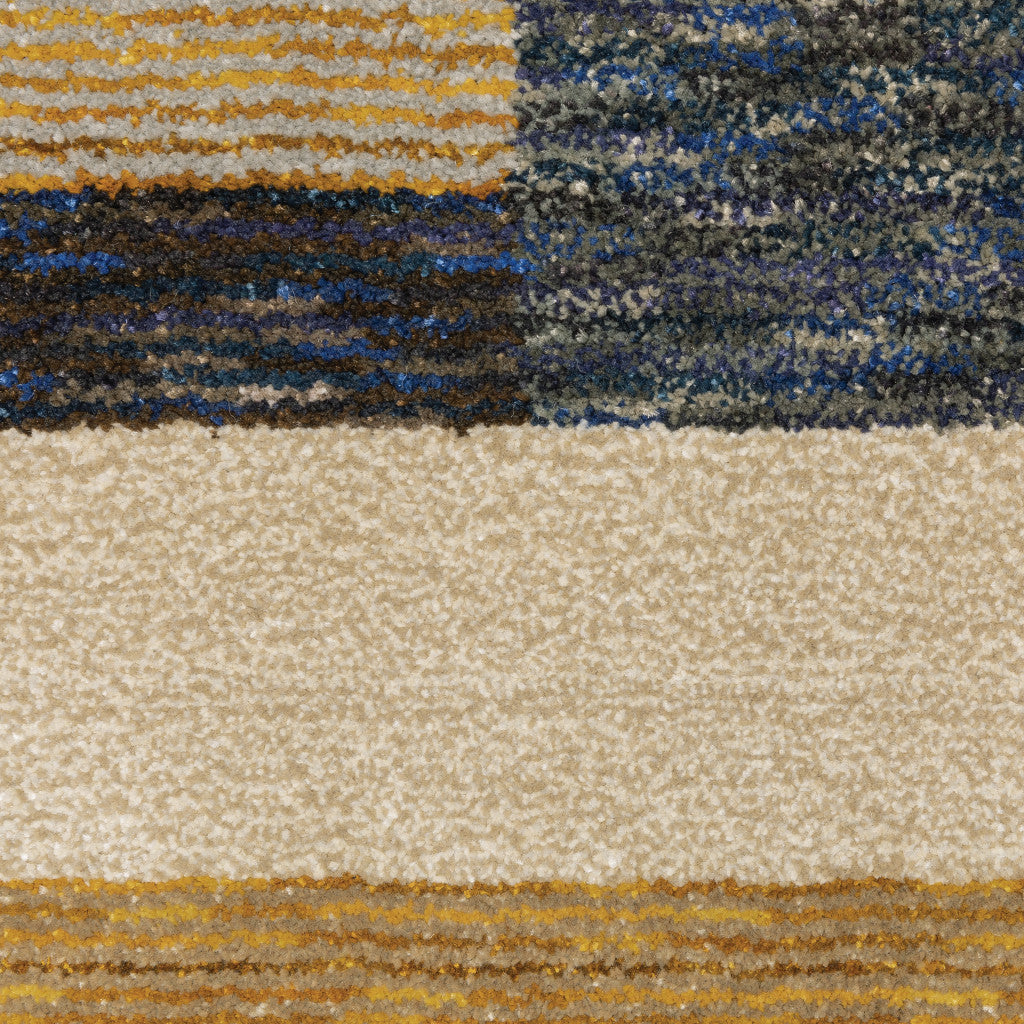 10' X 13' Blue and Beige Geometric Power Loom Area Rug