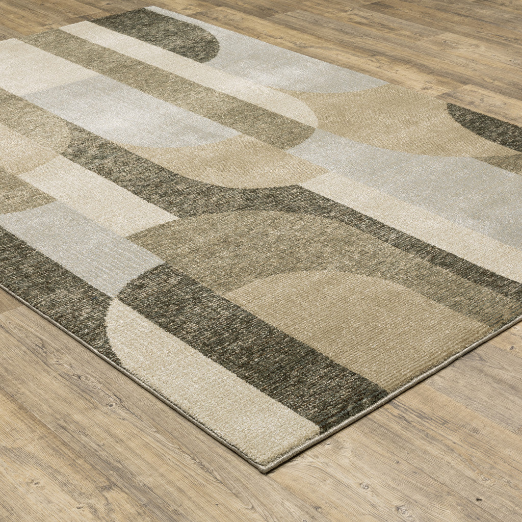 10' X 13' Brown and Ivory Geometric Power Loom Area Rug