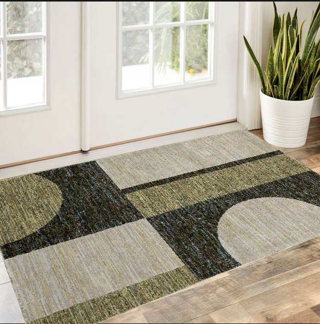 10' X 13' Blue and Beige Geometric Power Loom Area Rug