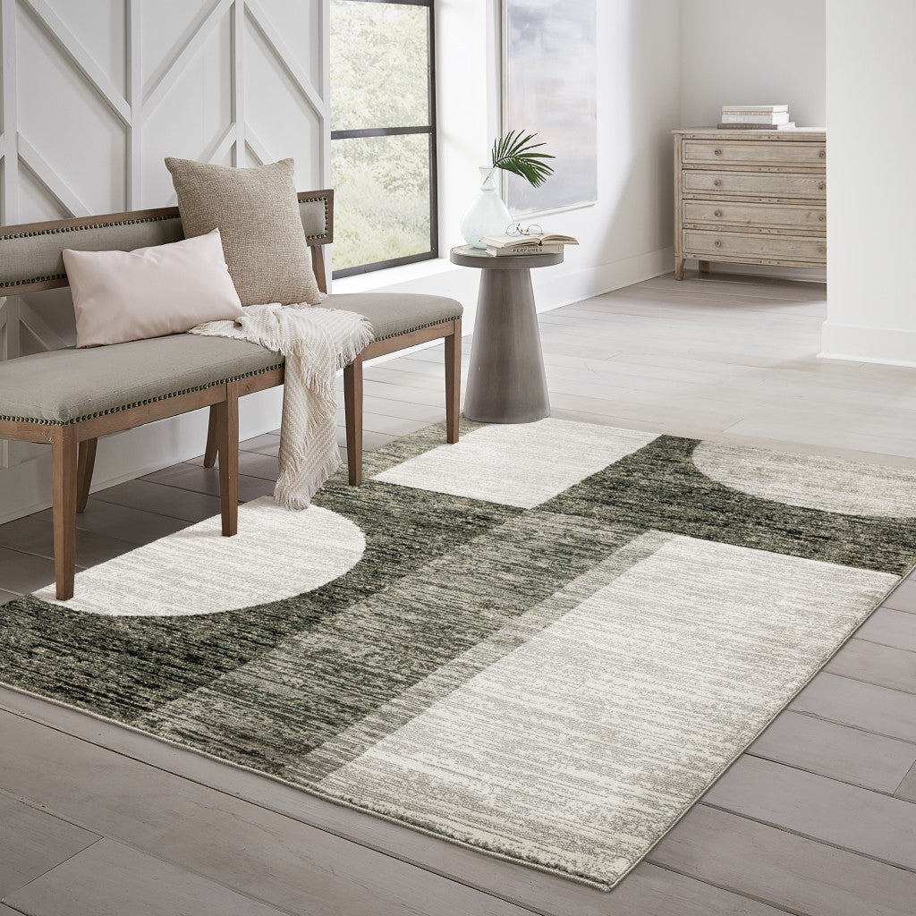 10' X 13' Blue and Beige Geometric Power Loom Area Rug