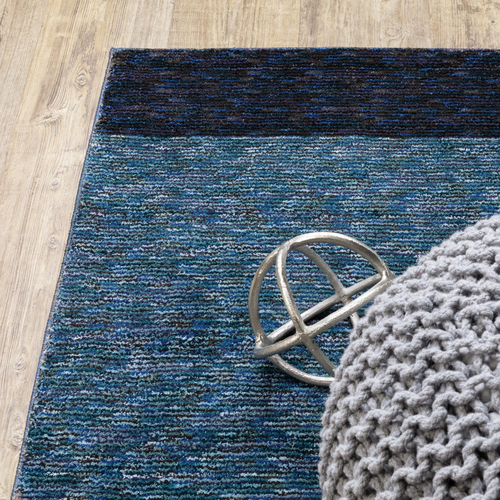 10' X 13' Blue Purple Grey and Teal Geometric Power Loom Area Rug