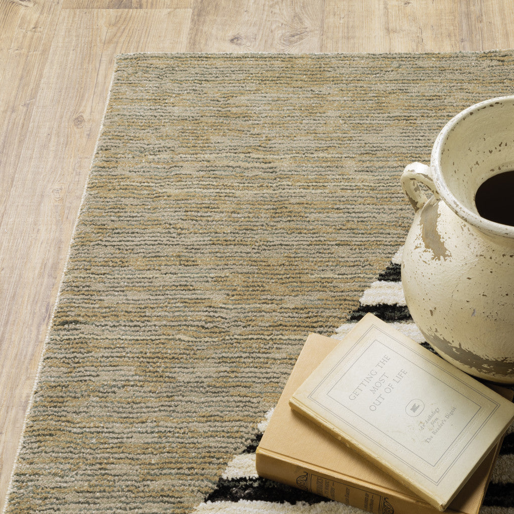 10' X 13' Blue and Beige Geometric Power Loom Area Rug