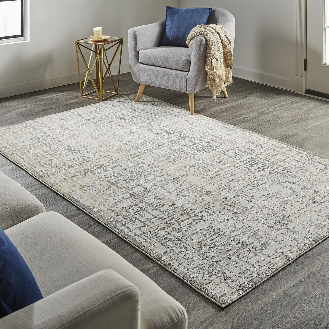 7' X 10' Gray and Ivory Abstract Area Rug