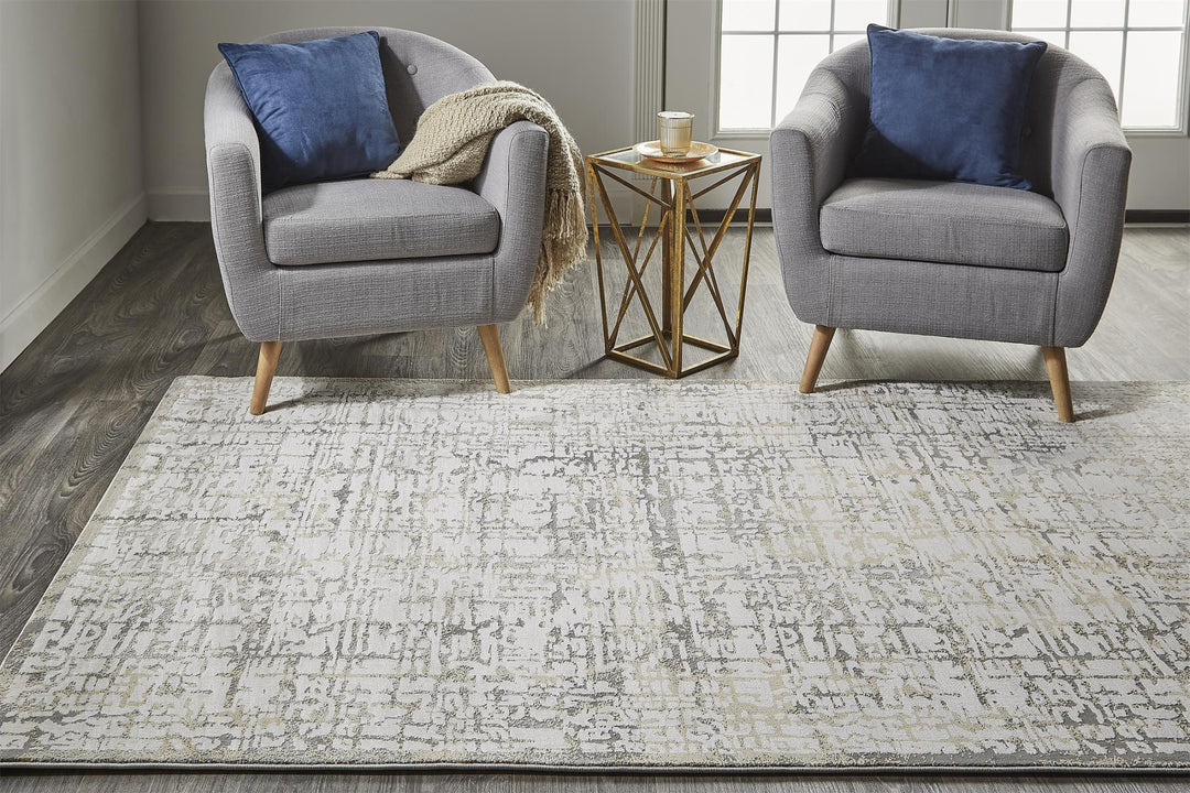 7' X 10' Gray and Ivory Abstract Area Rug