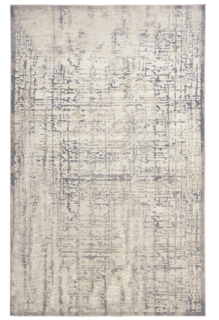 7' X 10' Gray and Ivory Abstract Area Rug