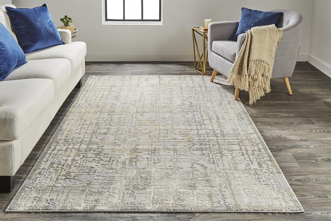 7' X 10' Gray and Ivory Abstract Area Rug