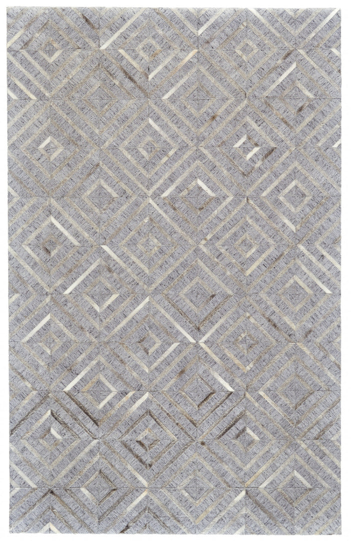 5' X 8' Gray and Ivory Geometric Hand Woven Area Rug