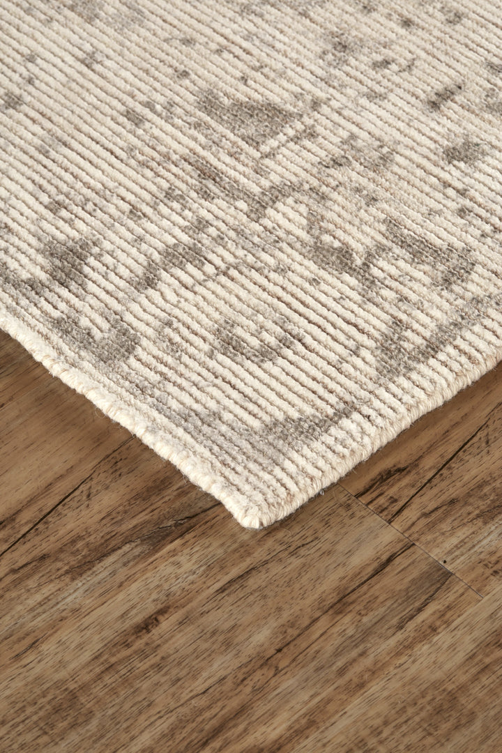 2' X 3' Ivory And Tan Abstract Hand Woven Area Rug