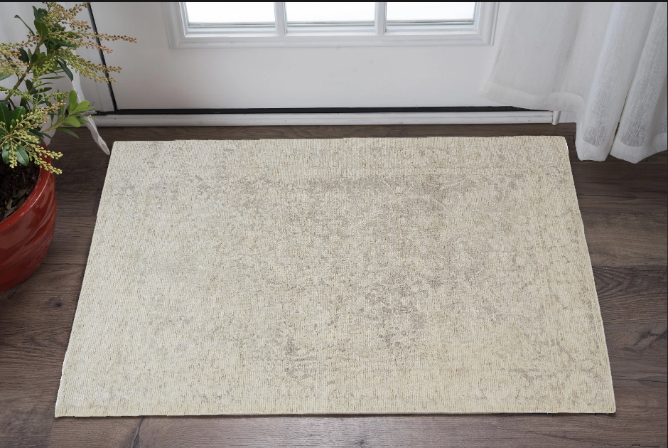 2' X 3' Ivory And Tan Abstract Hand Woven Area Rug