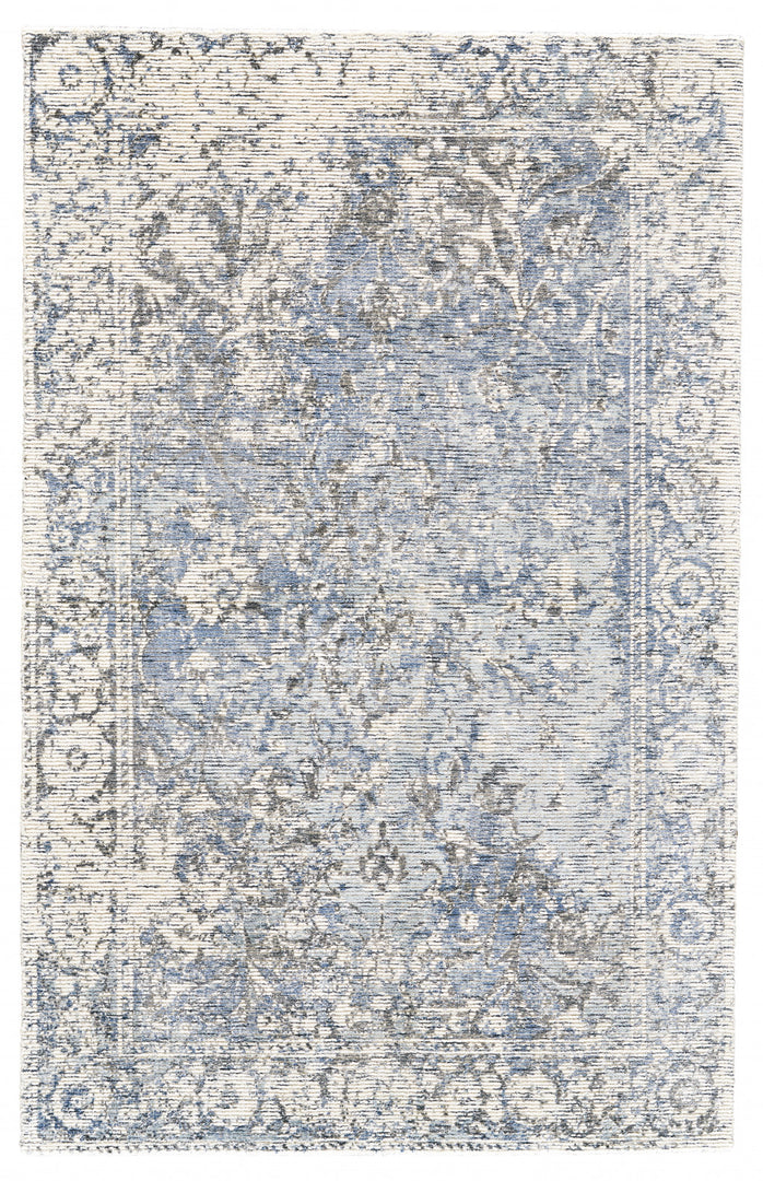 2' X 3' Blue and Ivory Abstract Hand Woven Area Rug