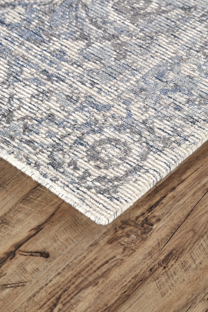 2' X 3' Blue and Ivory Abstract Hand Woven Area Rug