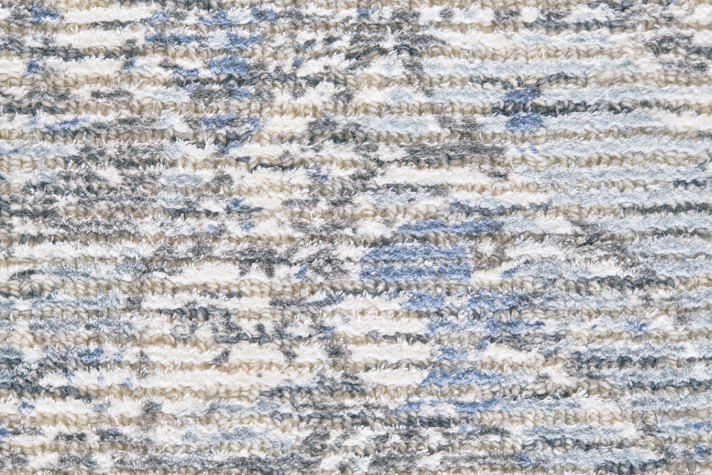 2' X 3' Blue and Ivory Abstract Hand Woven Area Rug