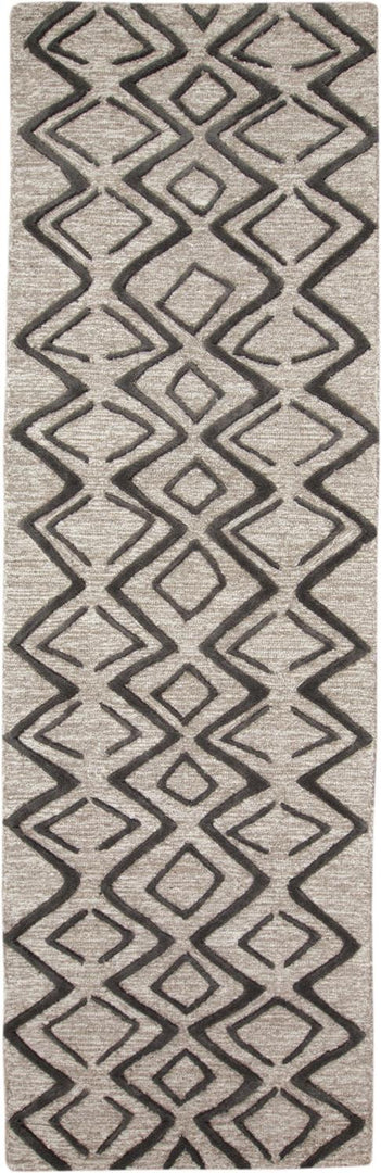 4' X 6' Black Gray And Taupe Wool Geometric Tufted Handmade Stain Resistant Area Rug