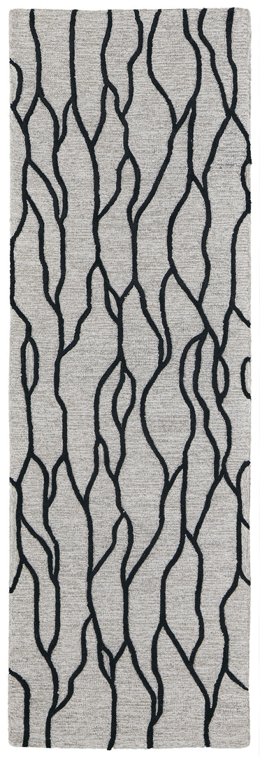 4' X 6' Taupe Black And Gray Wool Abstract Tufted Handmade Stain Resistant Area Rug