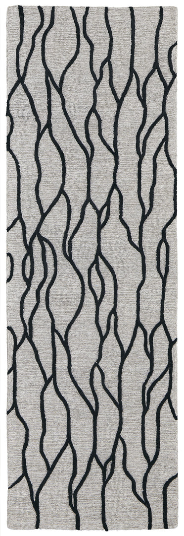 4' X 6' Taupe Black And Gray Wool Abstract Tufted Handmade Stain Resistant Area Rug