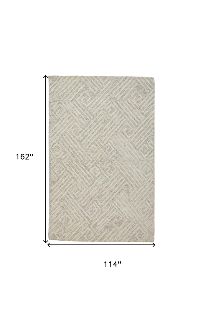 5' X 8' Tan And Ivory Wool Geometric Tufted Handmade Stain Resistant Area Rug