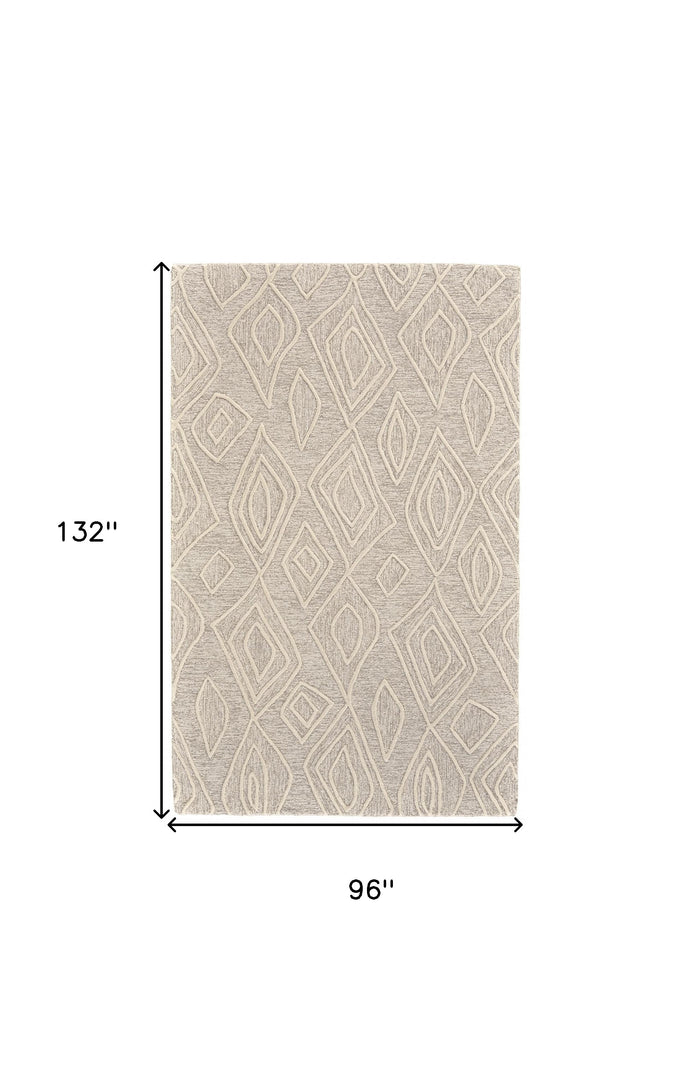 4' X 6' Tan And Ivory Wool Geometric Tufted Handmade Stain Resistant Area Rug