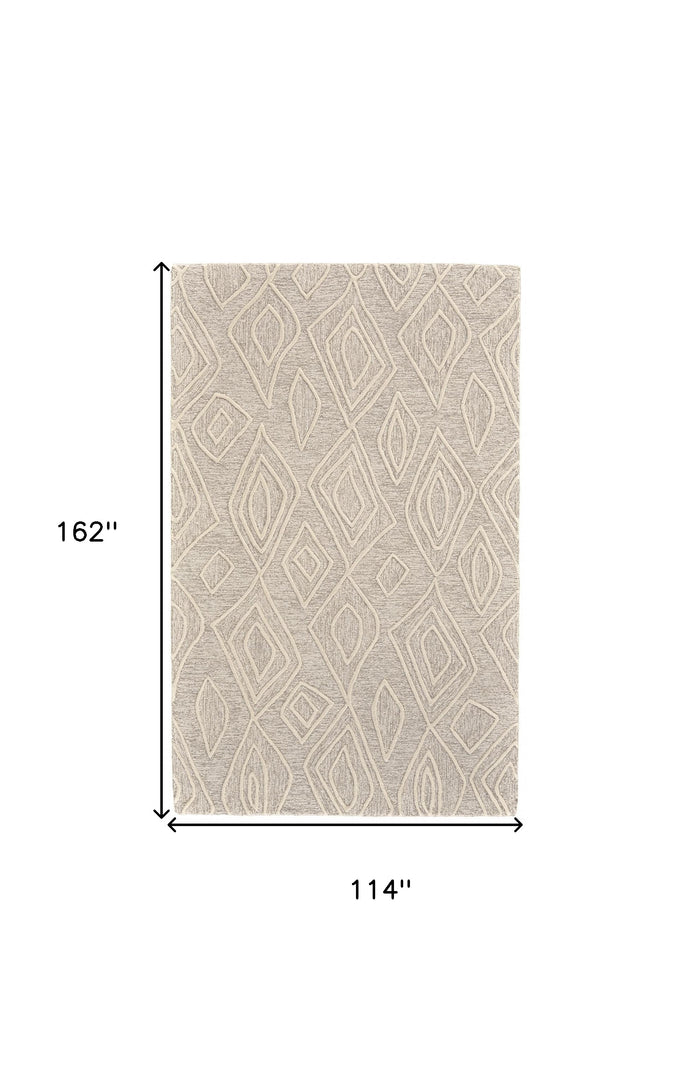 4' X 6' Tan And Ivory Wool Geometric Tufted Handmade Stain Resistant Area Rug