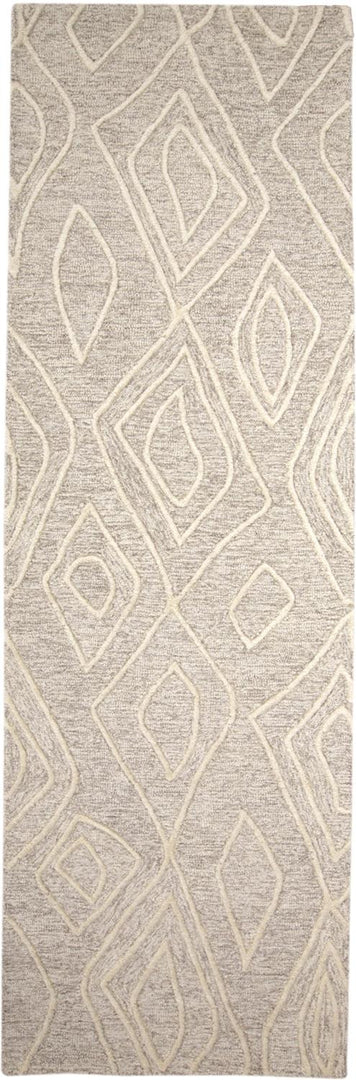 4' X 6' Tan And Ivory Wool Geometric Tufted Handmade Stain Resistant Area Rug