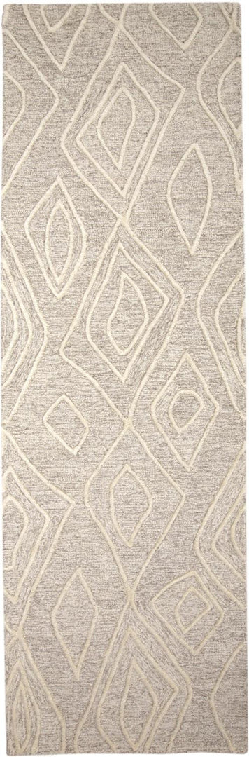 4' X 6' Tan And Ivory Wool Geometric Tufted Handmade Stain Resistant Area Rug