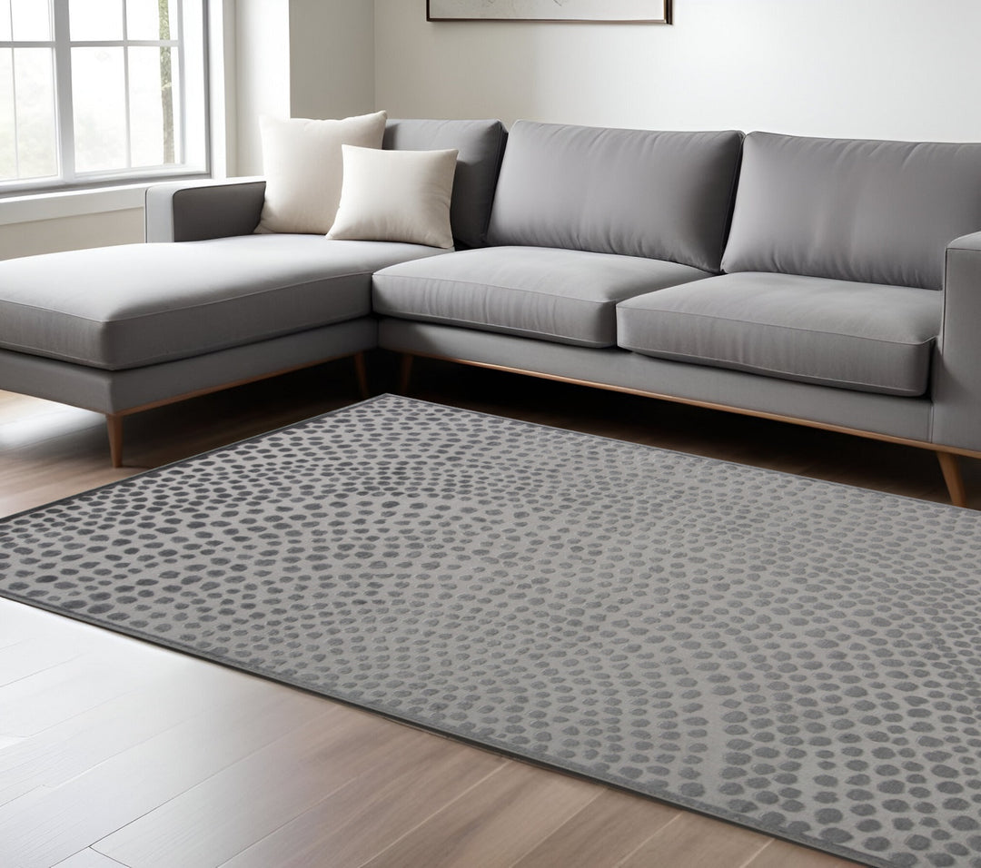 5' X 7' Gray Silver And Ivory Abstract Stain Resistant Area Rug