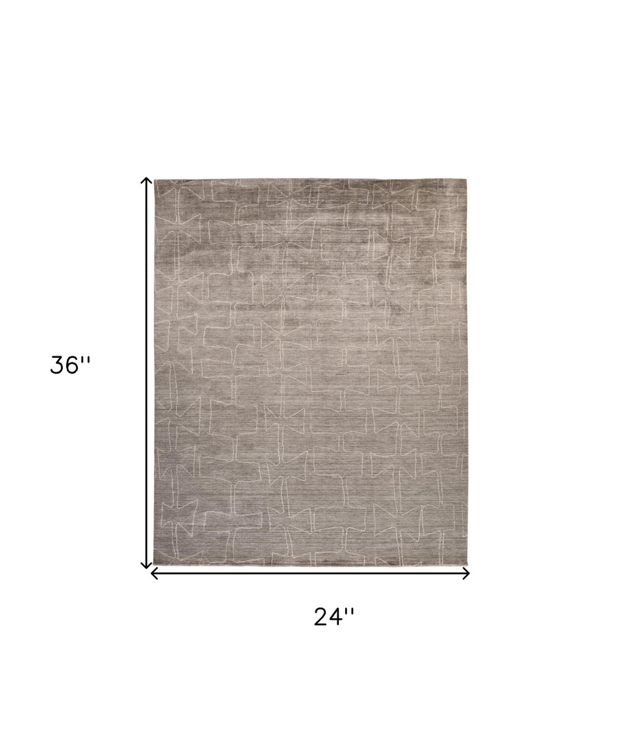 4' X 6' Gray and Ivory Abstract Hand Woven Area Rug